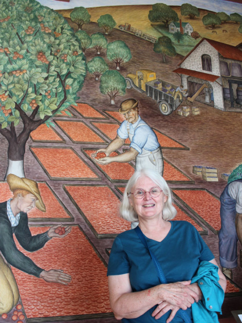 Trish merges with the murals of Coit Tower